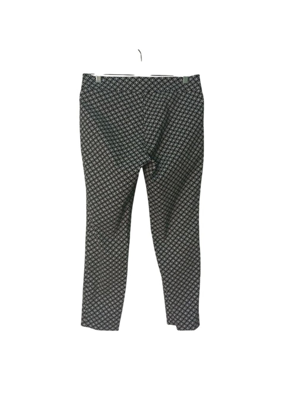 Van Heusen Womens 8 Stretch Trousers Black White Geometric W/Zipper Detail #D-33 - Picture 2 of 9